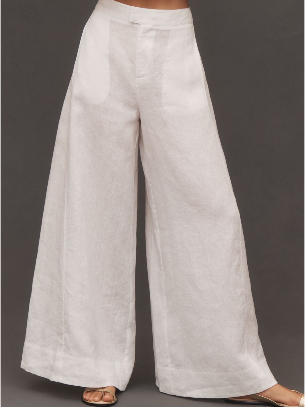 Anthropologie White Wide-Leg Linen-Blend Pants - Picture 2 of 4
